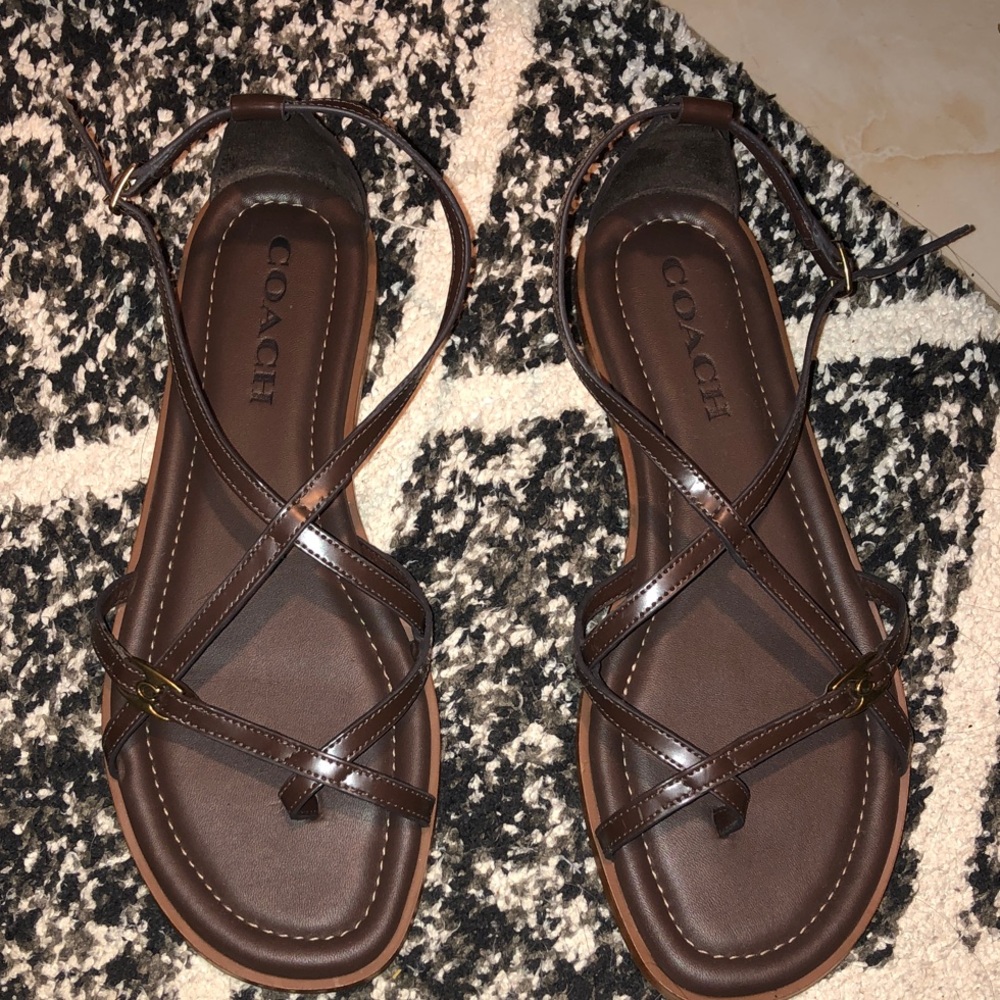 Coach Dark Brown Strappy Sandals
